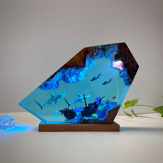 Pirate Ship Resin Lamp